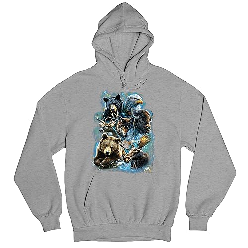 Tee Hunt Wildlife Collage Sweatshirt Animal Spirit American Nature Lovers