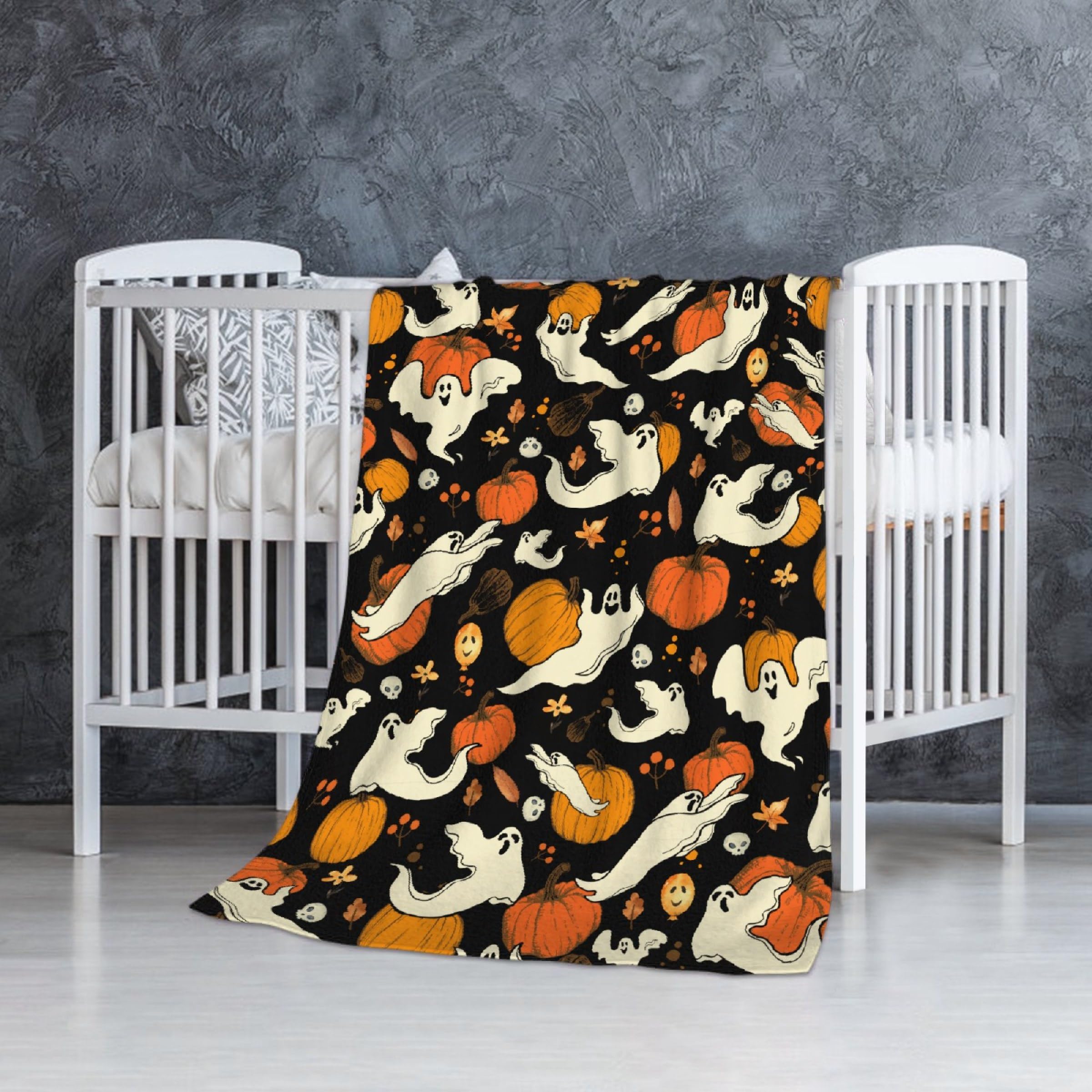Halloween Pumpkin Baby Blanket Gifts Super Soft Swaddle Newborn Cozy Baby Receiving Blanket Stroller Throw Blanket for Crib 40x30 in for Puppy