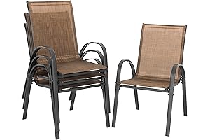 4 Pack Sling Back Patio Chairs Stackable Garden Outdoor Chairs High Back