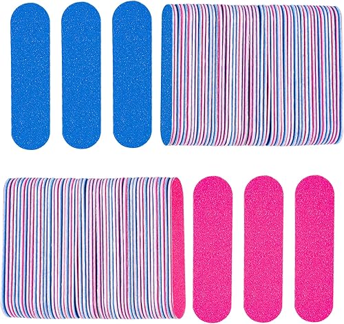 Mini limas de uñas a granel, 100 piezas desechables de doble cara para esmeril tamaño de viaje para hombres, mujeres y niños (2 pulgadas)