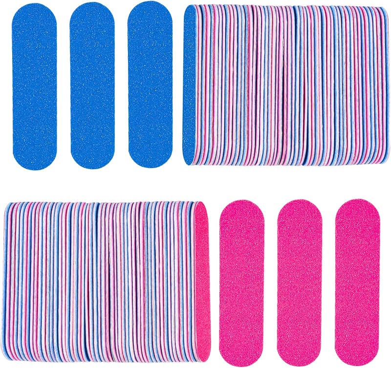 KISEER Mini Nail Files Bulk, 100 Pcs Disposable Double Sided Emery Boards Travel Size for Men, Women, Kids (2 Inch)