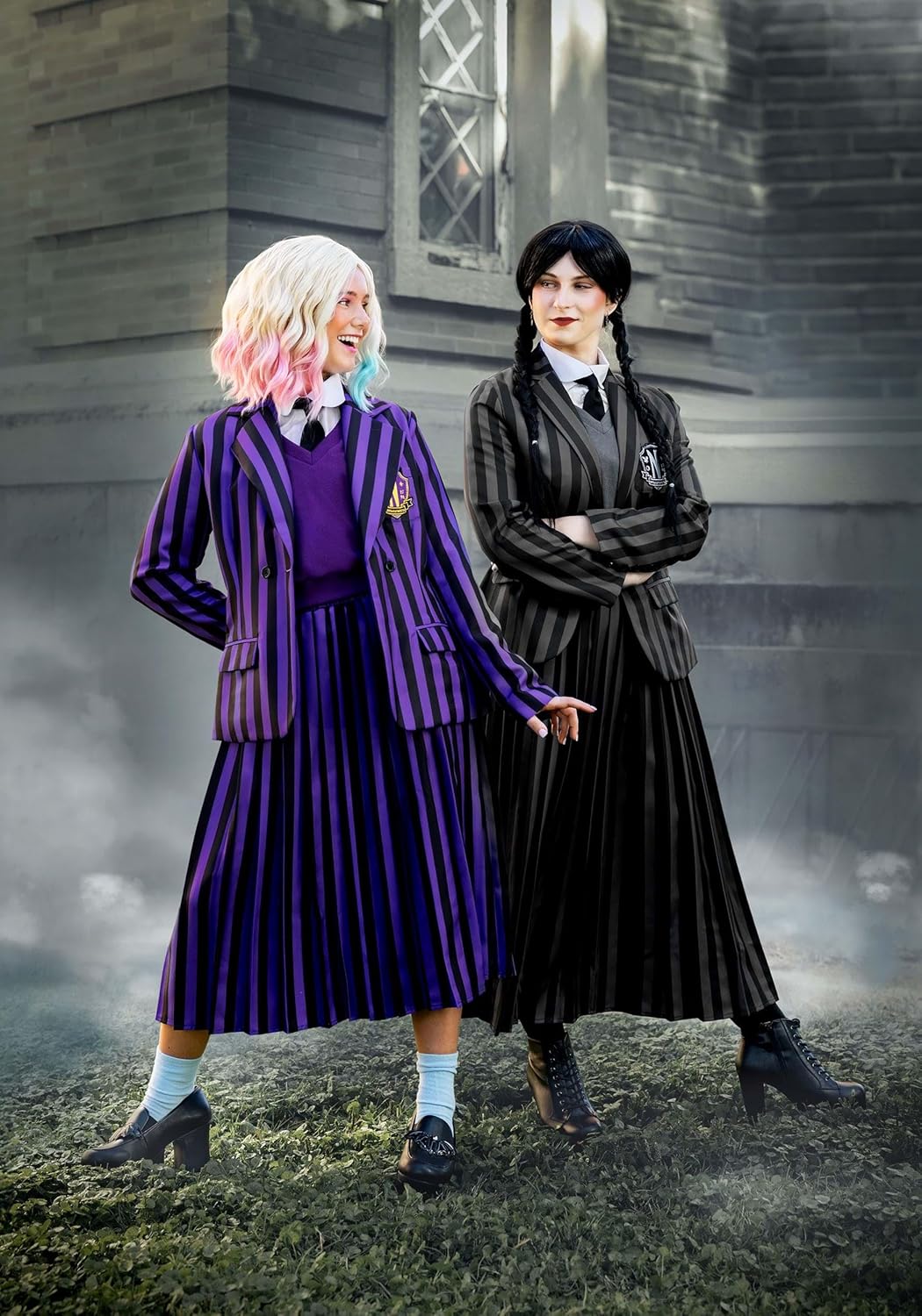 Nevermore Academy Enid Sinclair Women's Costume with Shirt, Vest, Jacket, Skirt, and Tie for Halloween Cosplay Fun