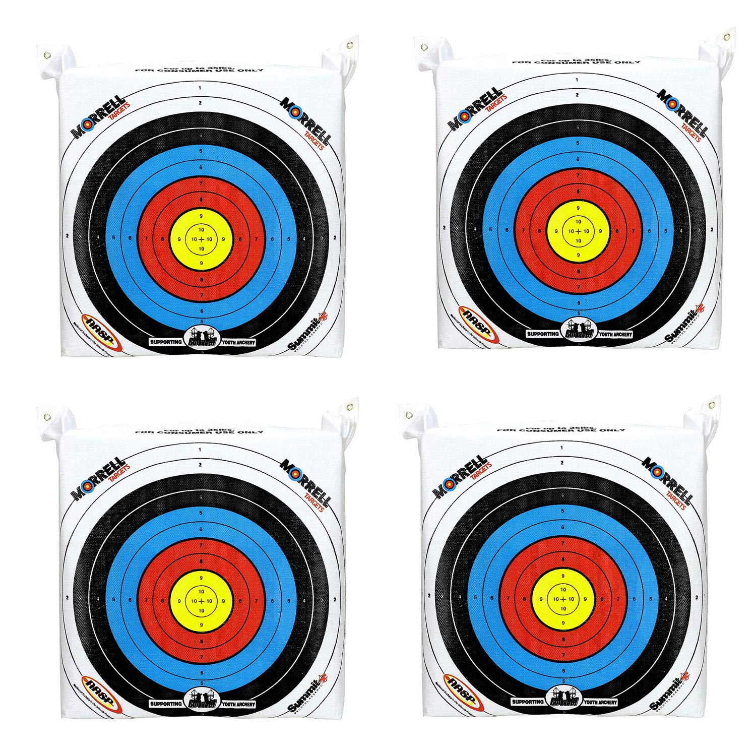 Morrell Lightweight Outdoor Portable Youth Kids Range NASP Field Point Archery Bag Target with 2 Sides and 4 Shooting Spots for 30 Pound Bows (4 Pack)