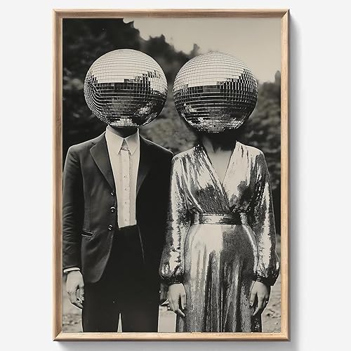 Miniatura 1 de Arte de pared de discoteca en blanco y negro, impresiones estéticas únicas, póster de cabeza de disco vintage, moderno, arte de pared, impresiones