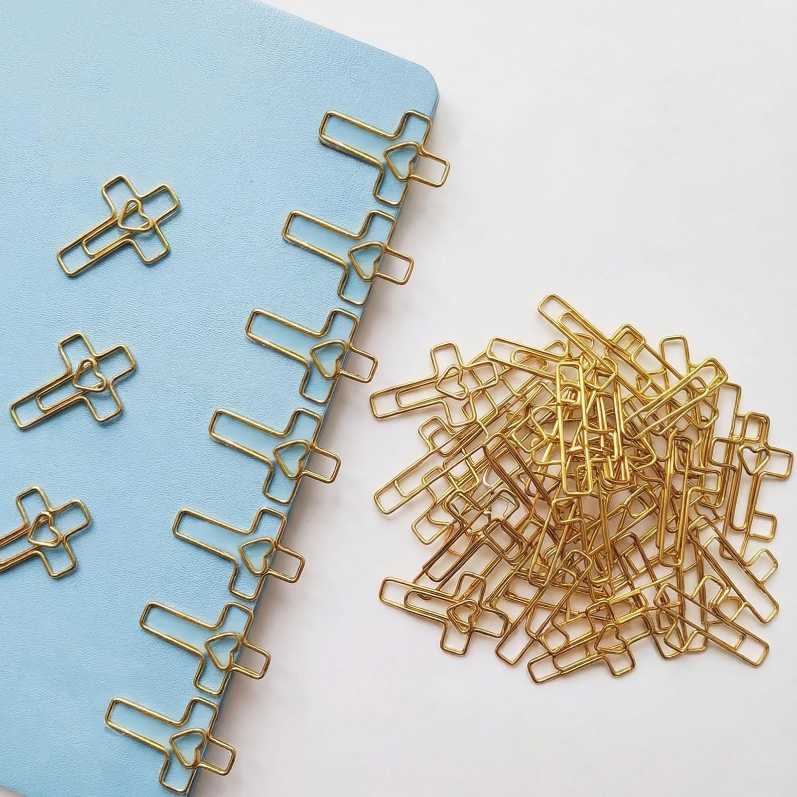Büroklammern mit goldenem Kreuz, 100 Stück