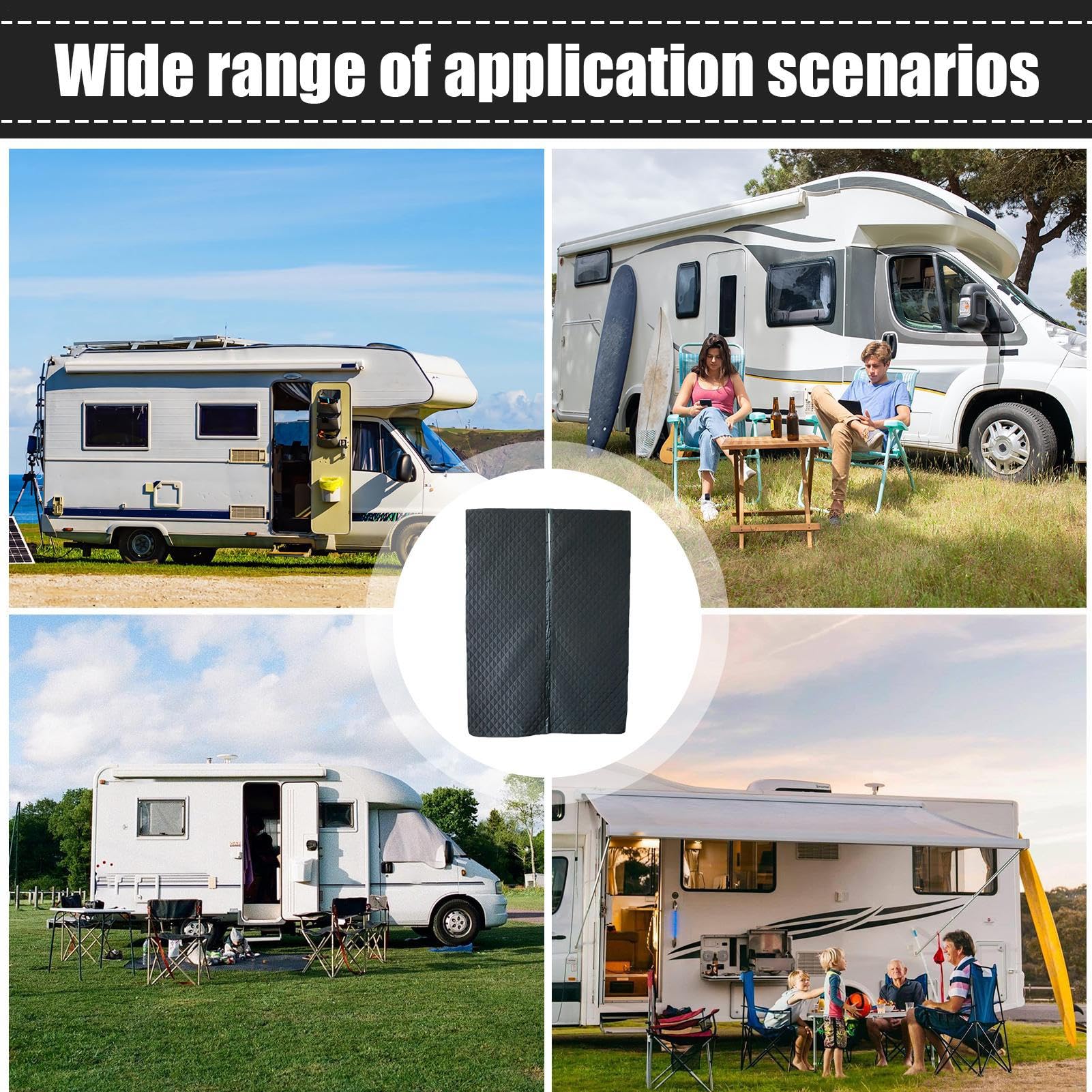 Housse de porte magnétique thermique pour véhicule récréatif, rideau isolant coupe-vent résistant intempéries pour remorques, 133 x 180 cm, camping-car, garage et portes intérieures, bloqueur