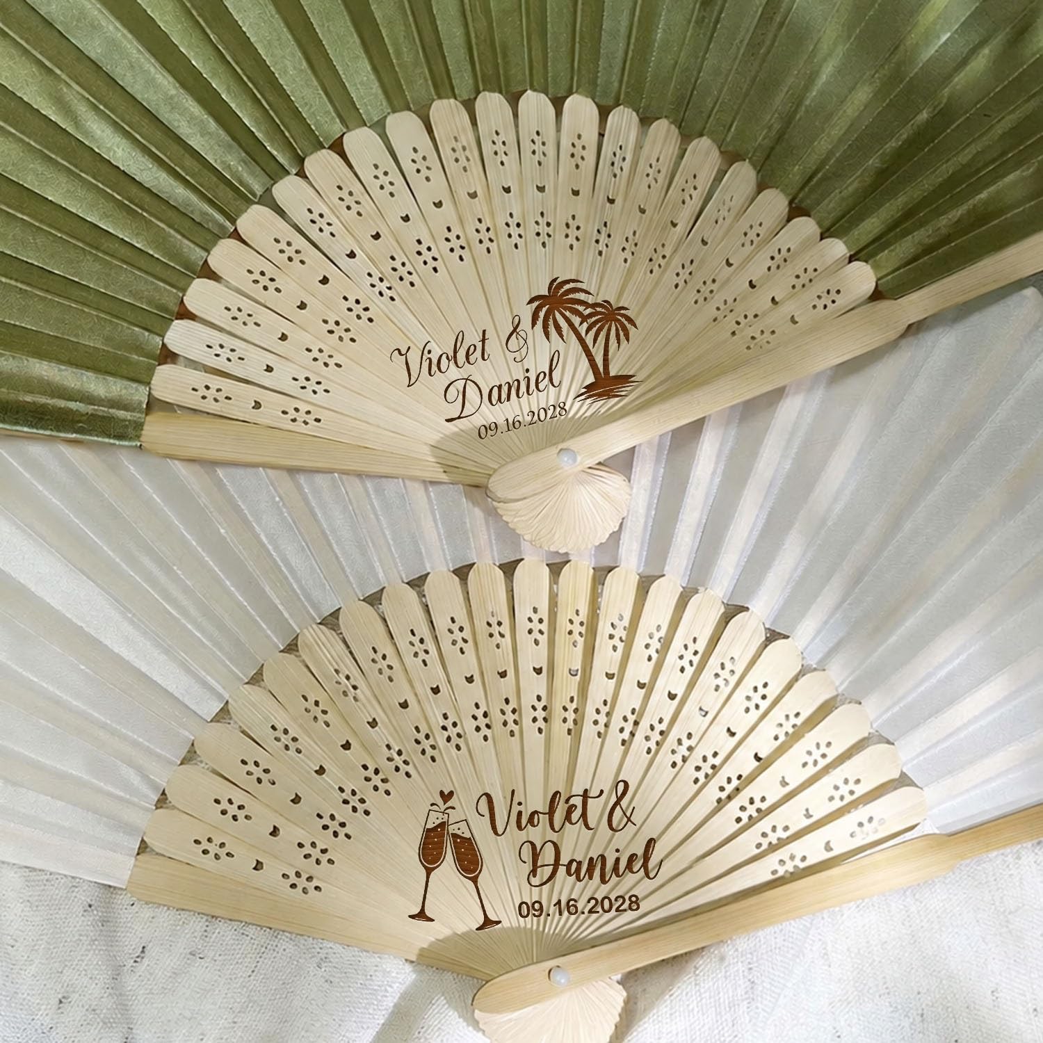 Personalized Bamboo Folding Fans Custom Wedding Hand Fans Silk Handheld