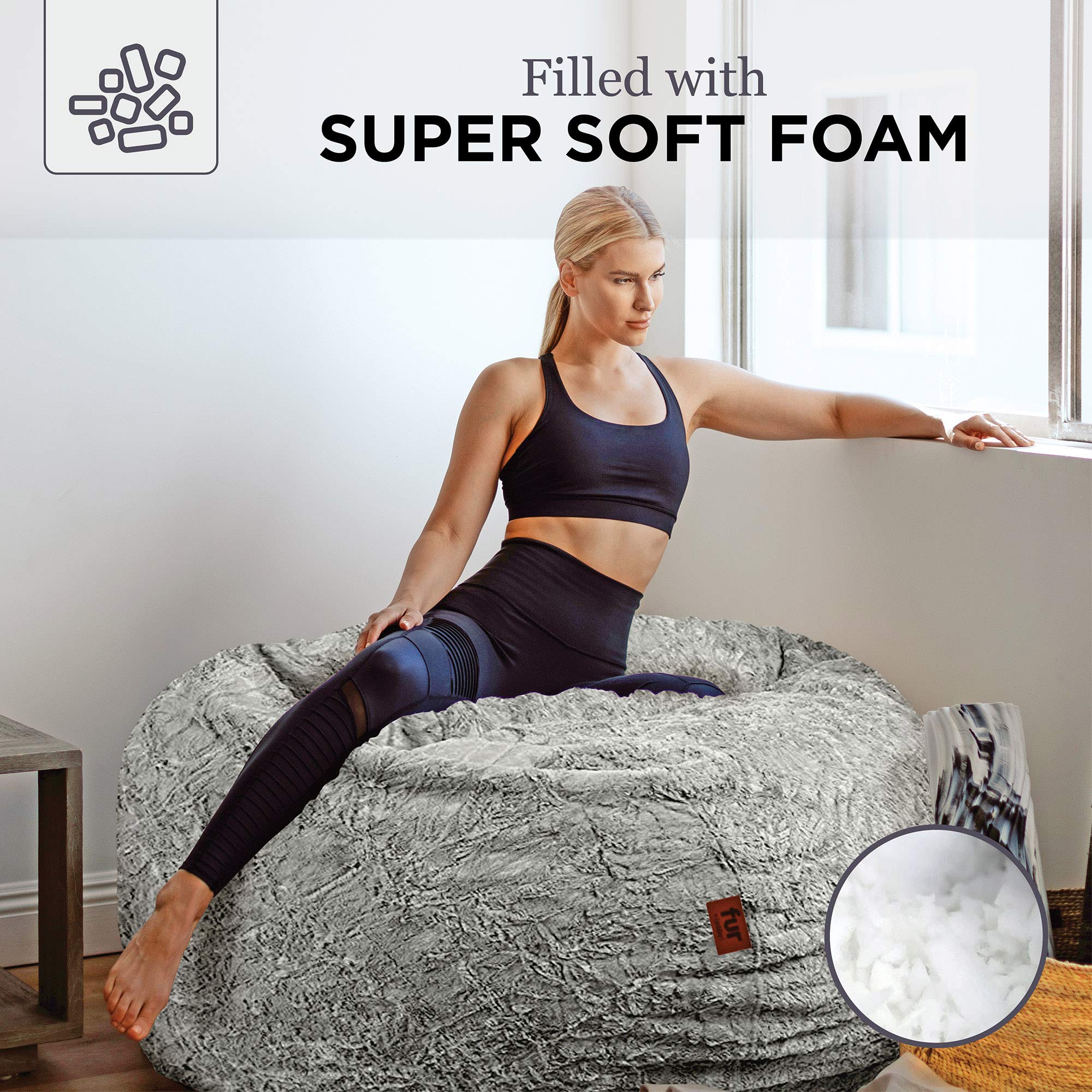 CordaRoy's Faux Fur Bean Bag Chair, Convertible Chair Folds from Bean