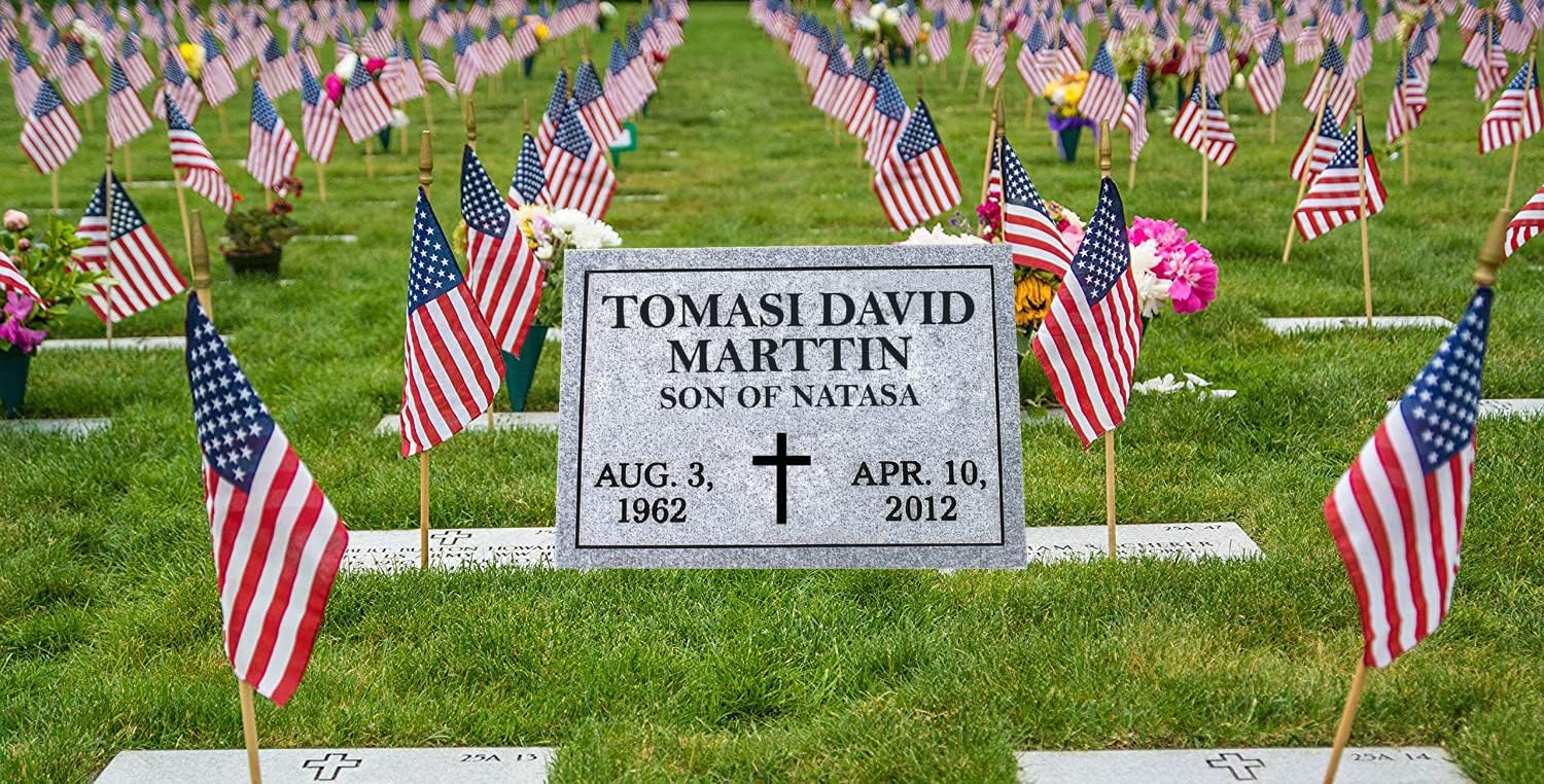 KUMADA Human Memorial Stone, Headstone Gravestone Grave Marker Tombstone Monument Garden Stone for Pet Dog Cat, Memorial Plaque Custom Engraved Photo Text, Granite (14x10x2 Inch, Grey)