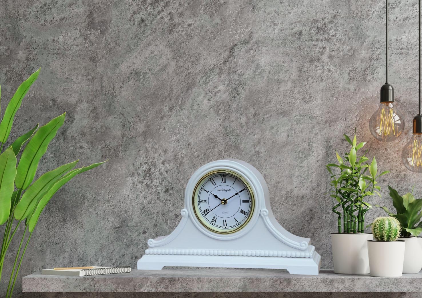 Mantel Clocks, Battery Operated, Silent Wood Table Clock with Westminster Chimes On The Hour, Solid Wooden Shelf Chiming Mantle Clock, 9" x 16" x 3" (White - Roman Numerals)