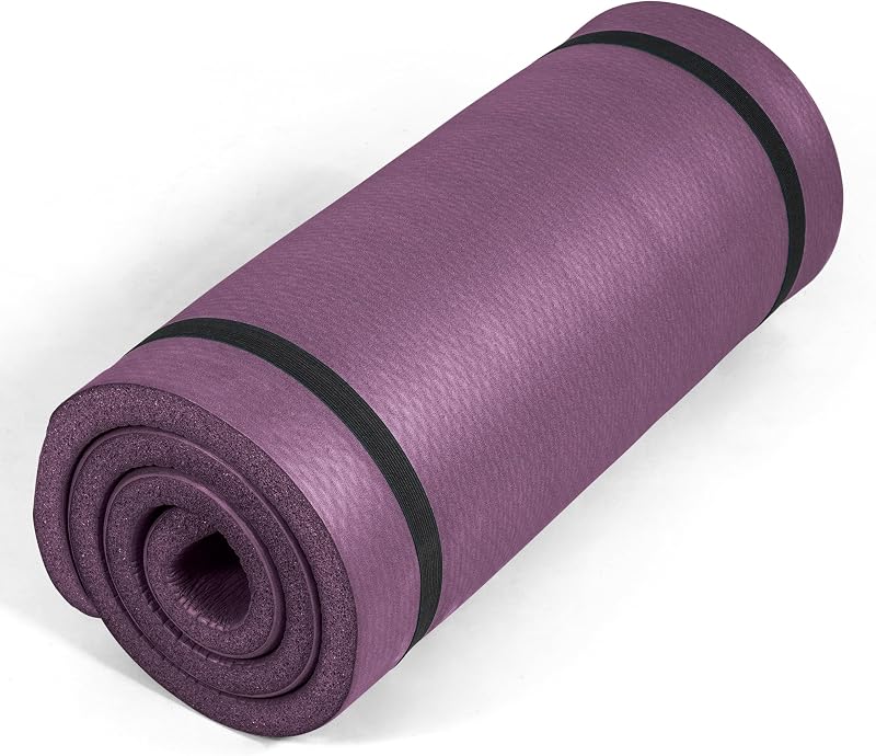 Tone Fitness 1-Inch Thick Yoga Mat | High-Density, Non-slip Exercise Mat with Carrying Strap for Yoga, Pilates, & Home Gym Workouts | Multiple Options
