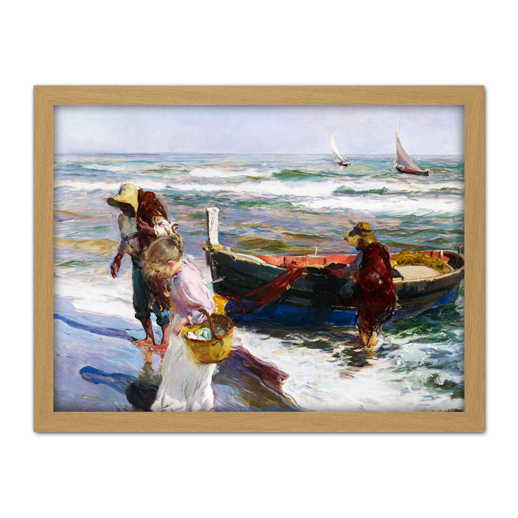 Artery8 Sorolla Arrival Of Fishing Boats Painting Artwork Framed Wall Art Print 18X24 Inch