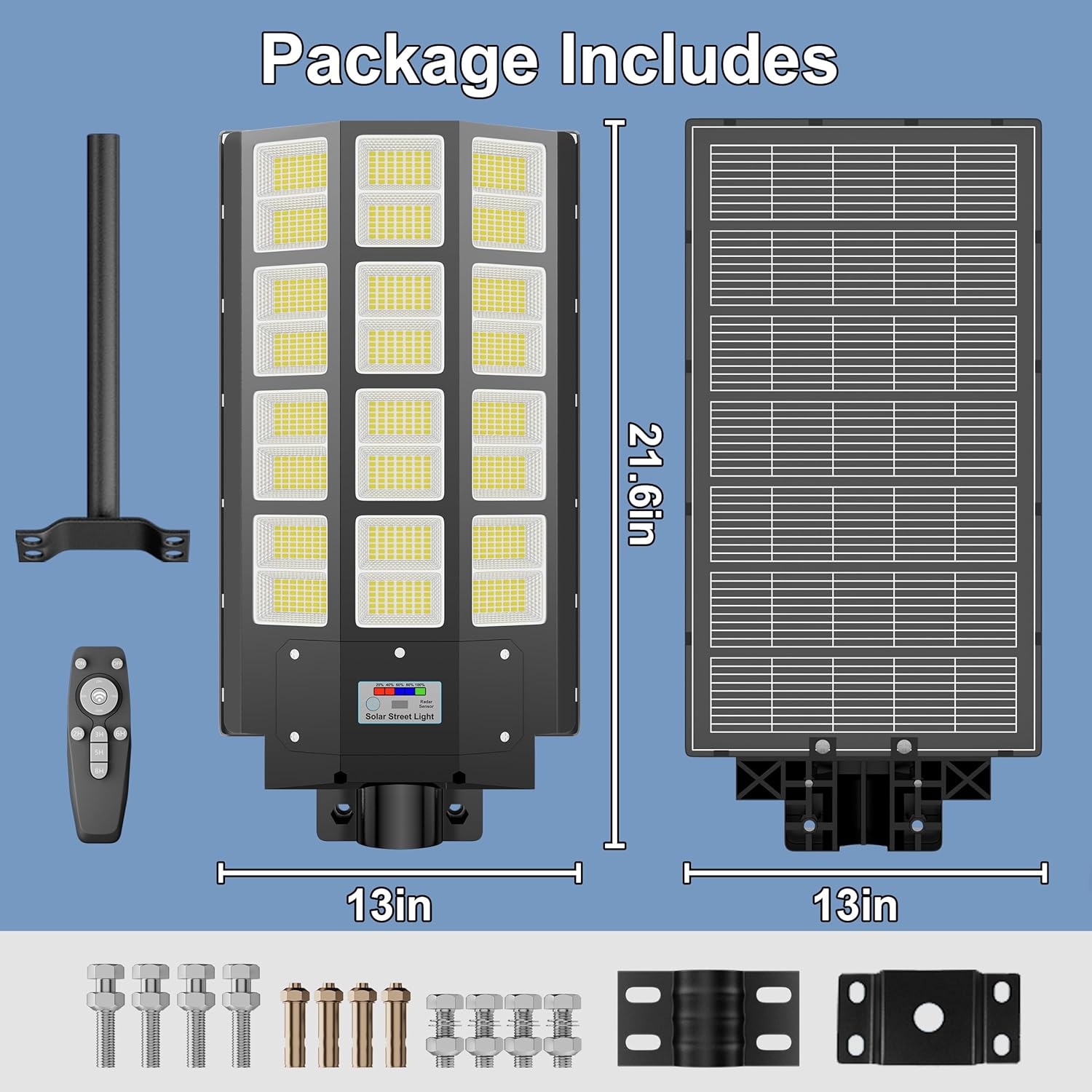 Solar Street Light Outdoor Waterproof Commercial Parking Lot Lights Motion Sensor 10000W LED Floodlight Dusk to Dawn, Outside Solar Lights for Yard Garden Pathway Patio