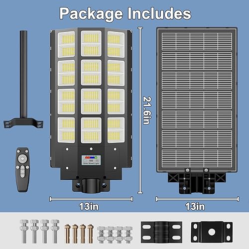 Miniatura 8 de Luz solar de calle para exteriores, impermeable, luces de estacionamiento comercial, sensor de movimiento, 8200 W, reflector LED del anochecer al