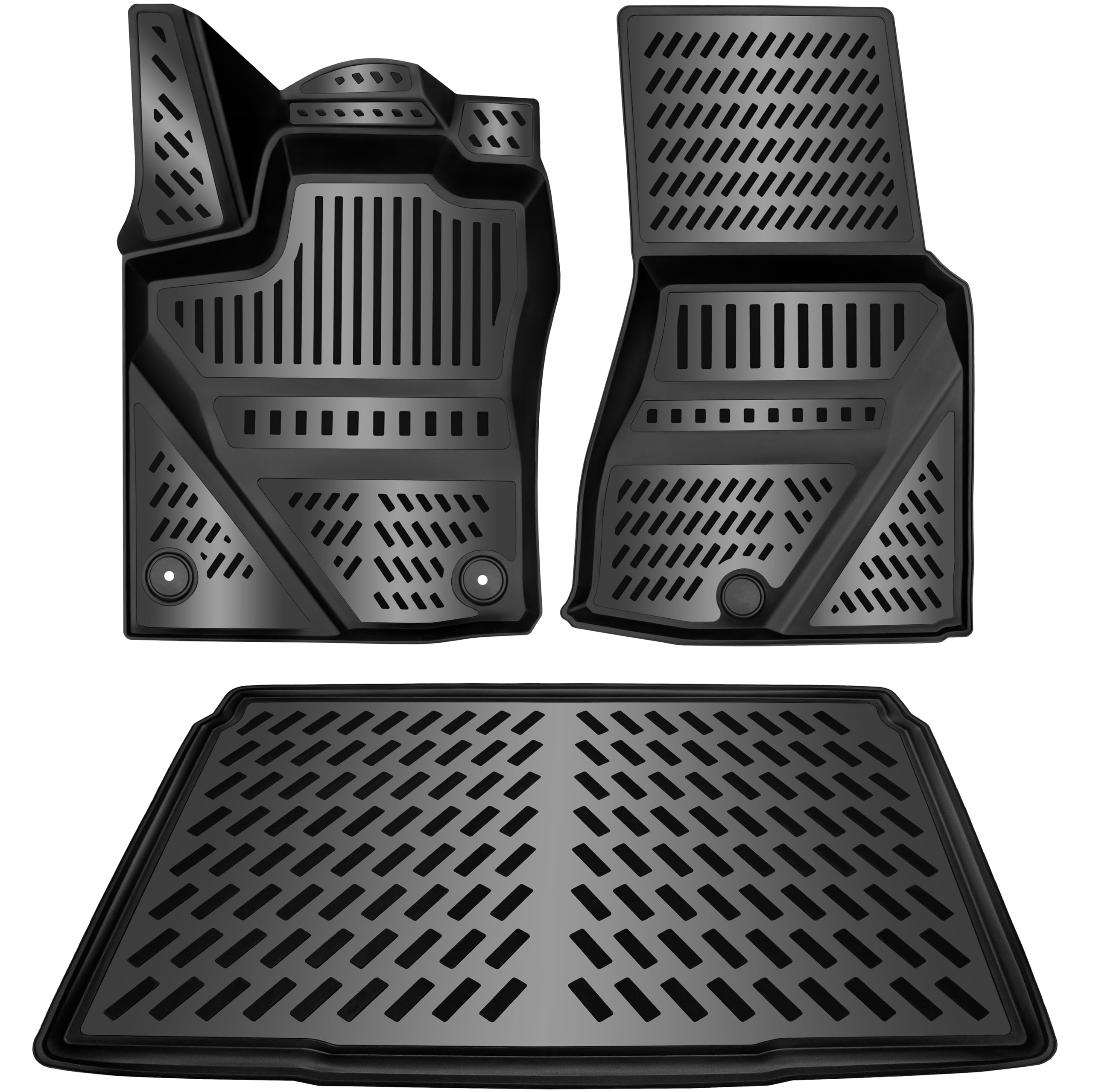 ELMASLINE 3D Tappetini Gomma e Vasca Baule per Smart FORTWO EQ (453) 2017-2024 | Tappetini Auto | Vasca per il bagagliaio | Accessori auto