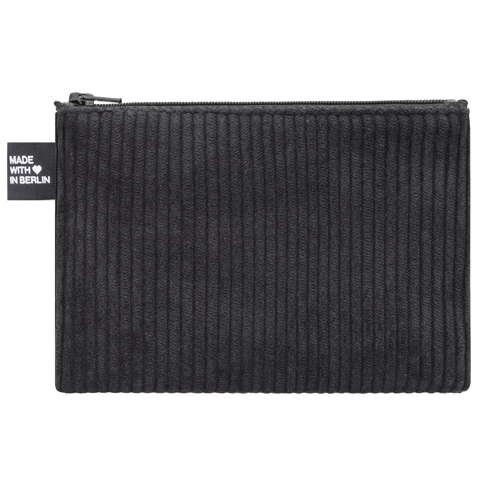 Cord Etui medium für Damen & Herren Schwarz - Handmade & vegan, Hippe Geldbörse und Aufbewahrungstasche im Reisepass-Format, Made in Germany
