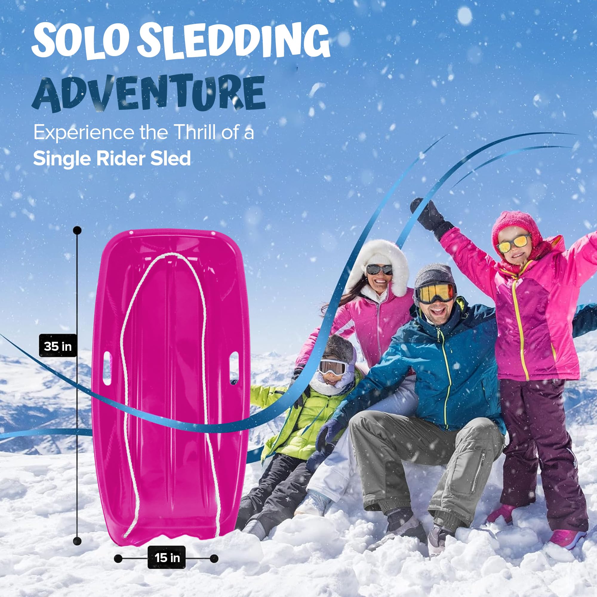 Set De 2 Trineos De Nieve Con Mango – Plato Deslizante De Plástico Para Niños, Ideal Para Jugar En Familia En Invierno (Azul Y Rojo)