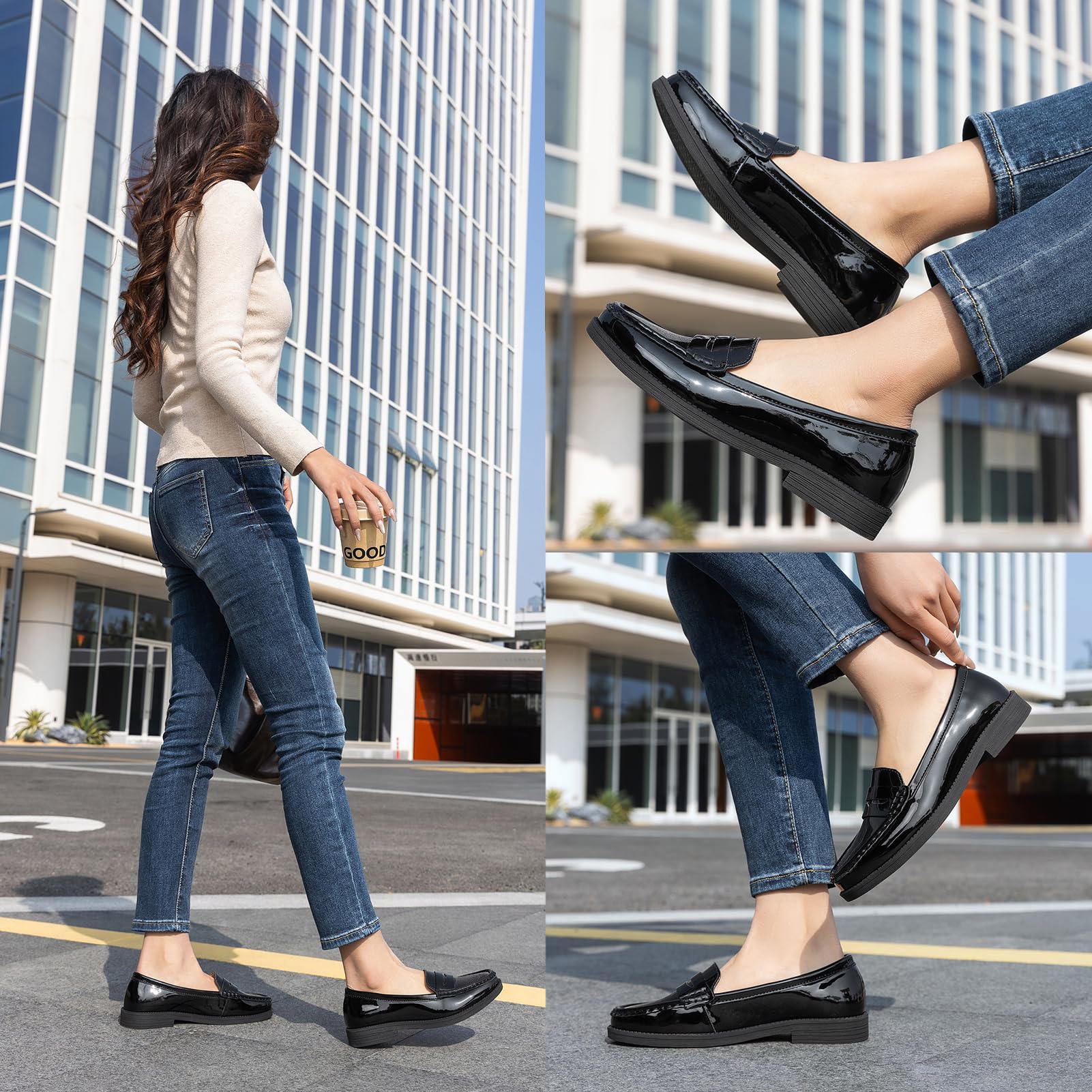 Women's Comfortable Leather Penny Loafers Slip On Business Casual Dress Shoes Lightweight Office Work Flats Everyday Walking Shoes for Women — view 2