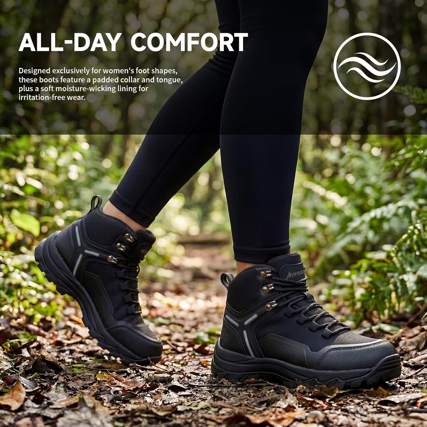 Women's Waterproof Hiking Boots Non-Slip Traction Ankle Support Breathable All-Day Comfort for Outdoor Trekking Camping Trail Walking