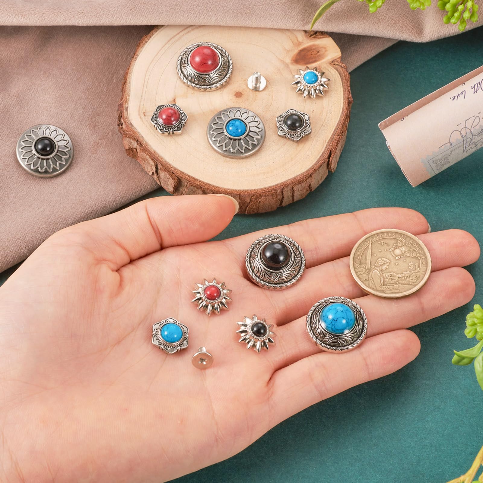 Rivets décoratifs en Cuir 3 boîtes 150pcs Broche Boutons Motif Trèfle à