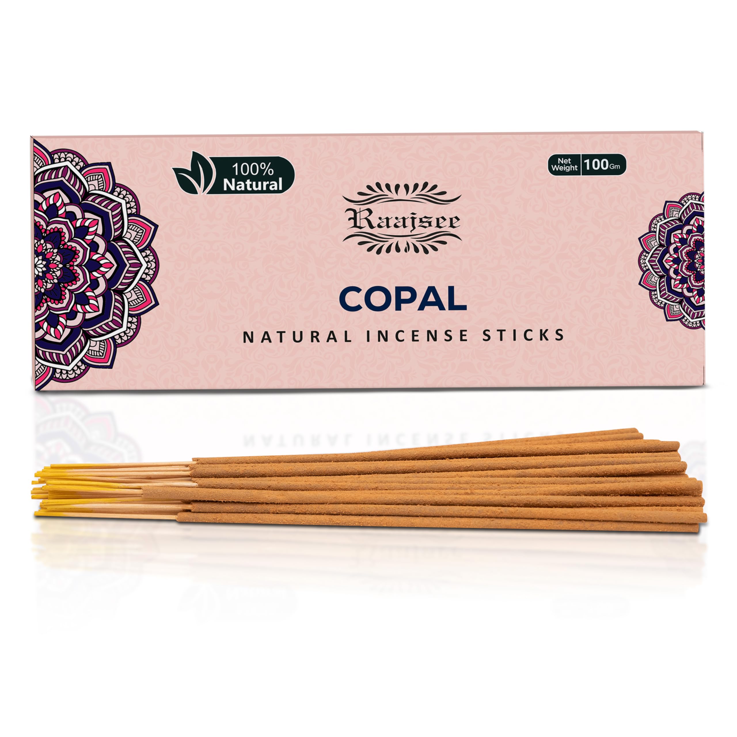 100% Natural Copal Incense Sticks 100 gm Pack, Charcoal Free –– Organic Non Toxic Insence Sticks, Made with Flowers - Meditation Gifts for Spiritual Cleansing — image 1