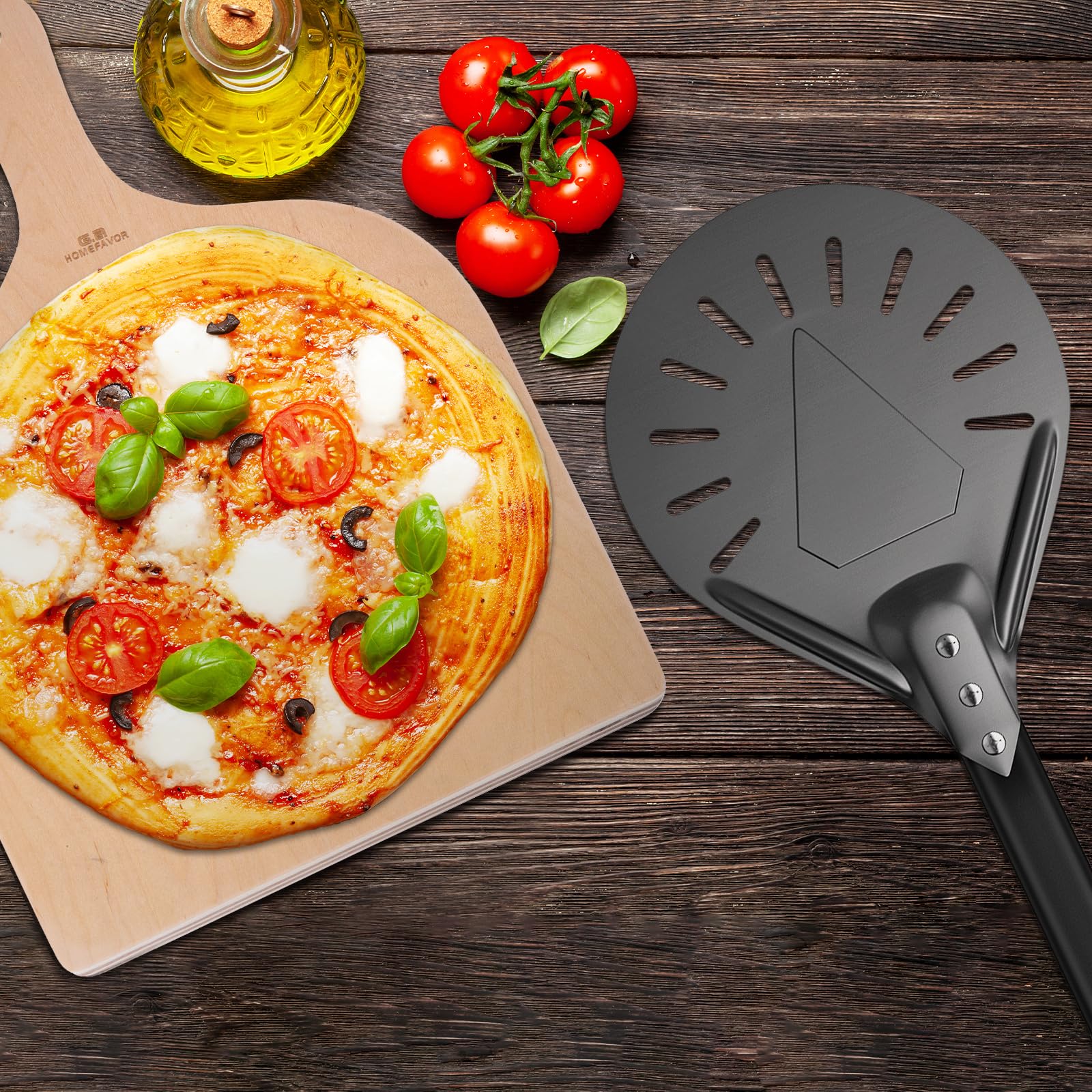 BEZORR Pizzaschieber 20,3cm Mit 78cm Griff - Aluminium Backschaufel Für Pizza & Brot