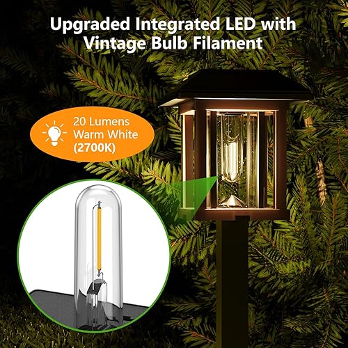 Miniatura 5 de XMCOSY+ Luces solares para exteriores, 2 tonos de bronce y madera (color) Luces solares para exteriores, impermeables, IP65, vidrio de metal de 20