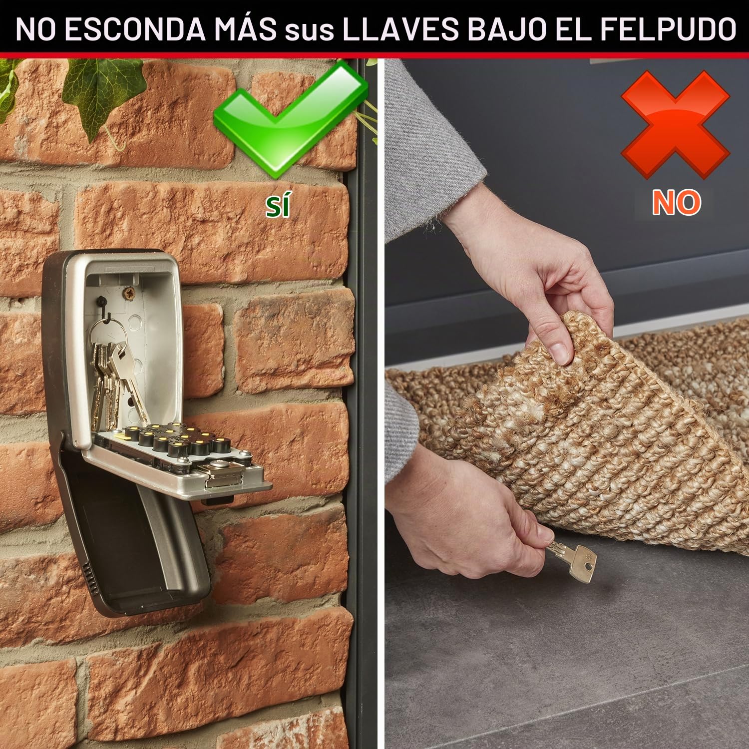Master Lock Caja fuerte para llaves [Medium] [Montaje mural] [Pulsador]- 5423EURD - Caja de seguridad