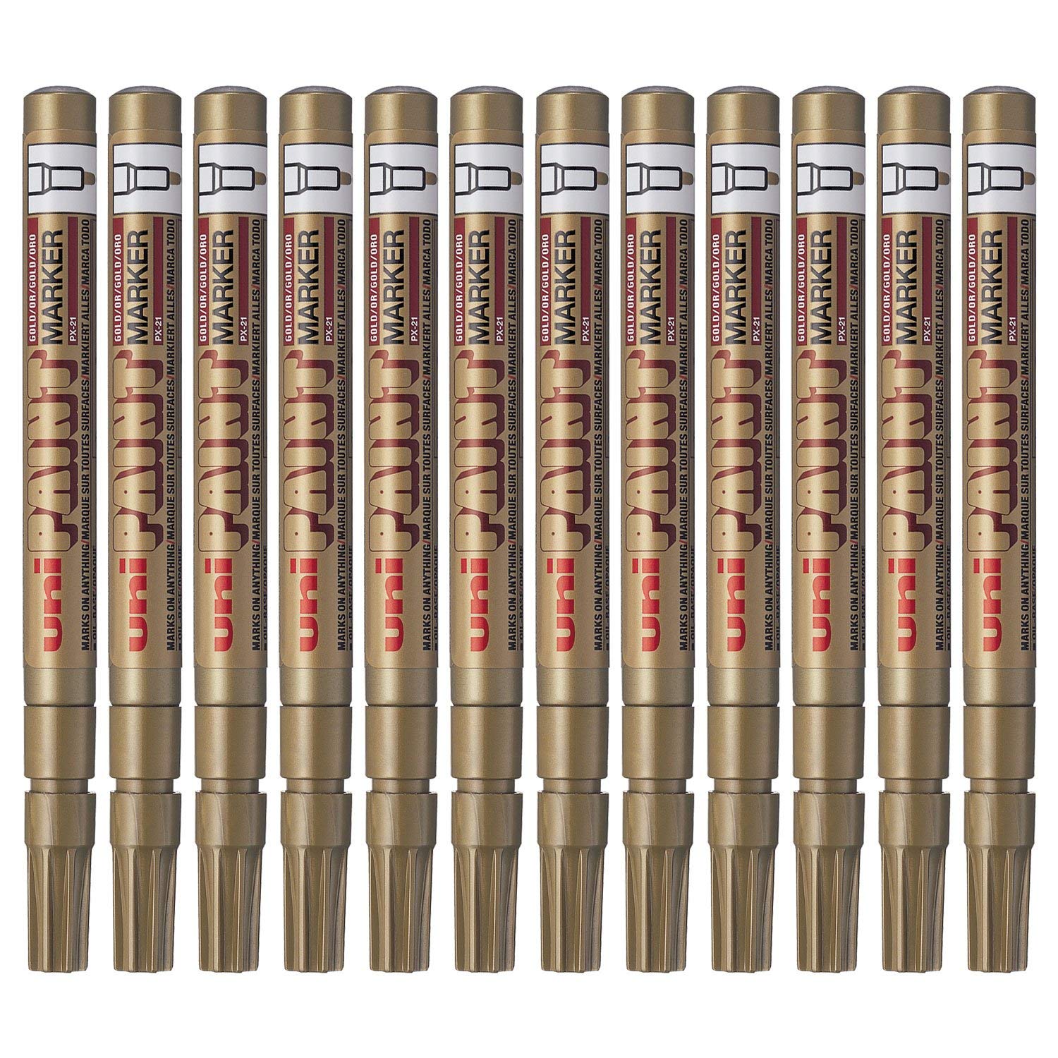 UNIBALL PAINT MARKER PX21 GOLD, paquete de 12 unidades