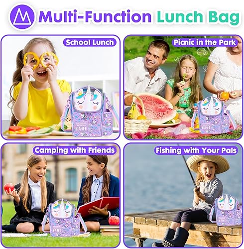 Miniatura 7 de Bolsa de almuerzo aislada para niños, bolsa de comida grande para el regreso a la escuela, para niñas, niños, hombres, mujeres, con soporte para