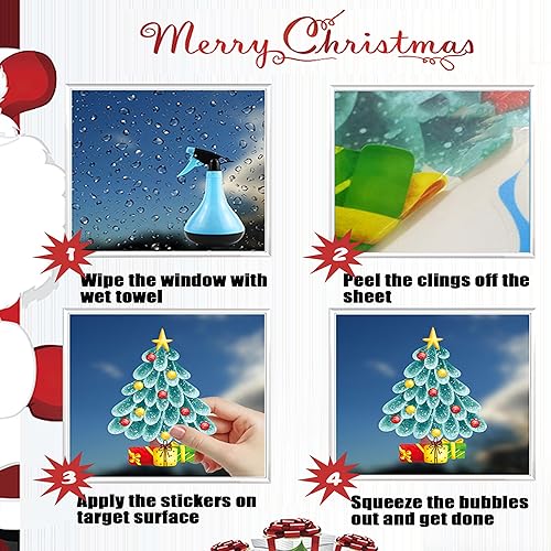 Miniatura 4 de Calcomanías de Navidad para ventana, calcomanías de Navidad para ventana, calcomanías de Navidad para ventana, grandes, copos de nieve, renos, Papá