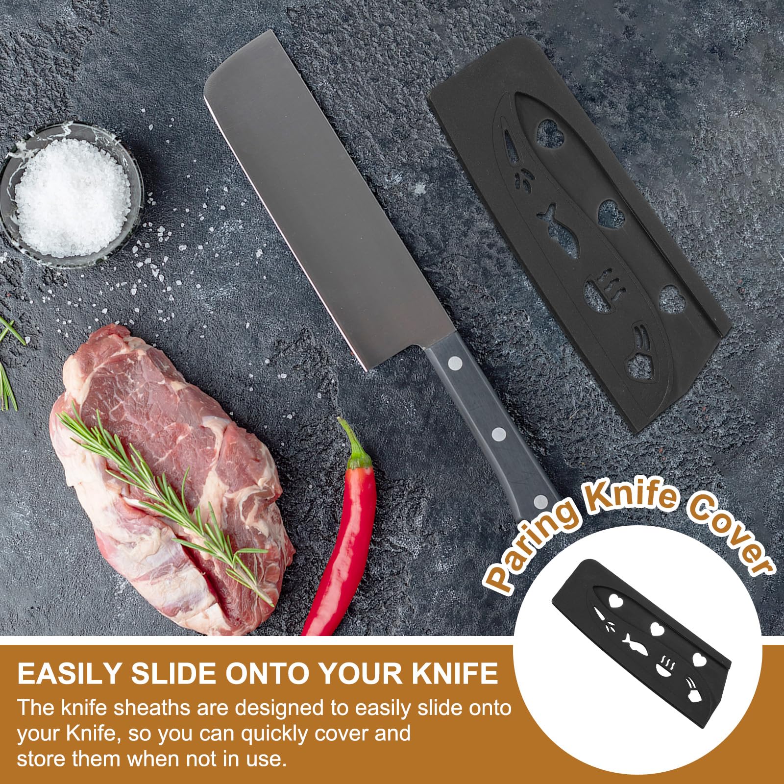 PATIKIL 3Pcs Copri Coltelli In Plastica Sicurezza Per Coltello Da 5" Universale Fodero Protettivo Lama Per Cucina E Bar, Nero