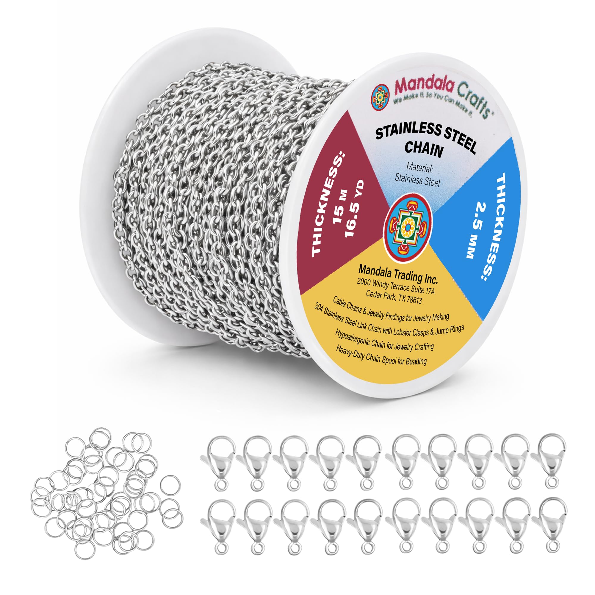 Amazon.com: Mandala Crafts 49 Ft Stainless Steel Chain Roll for