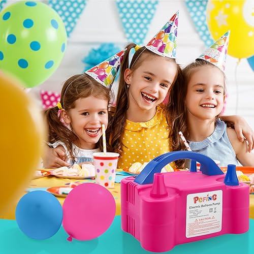 Miniatura 7 de PCFING Bomba de globos eléctrica, portátil, inflador de globos con herramienta de amarre de globos y boquilla doble