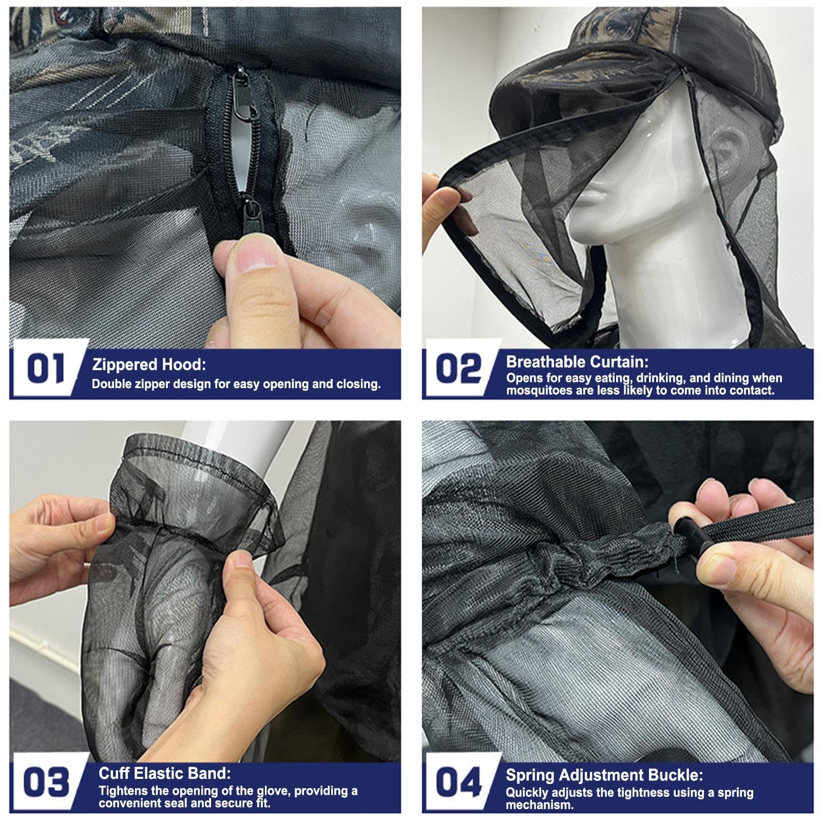 Tuta in rete repellente per insetti per tutto il corpo | Giacca e pantaloni antizanzare estivi, indumenti protettivi estivi con guanti per gli amanti dello sport viaggiatori donne uomini giardinieri