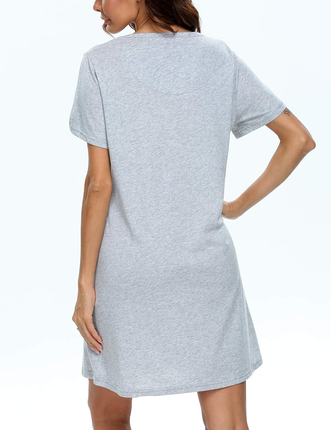 ENJOYNIGHT Womens Cotton Nightgown Short Sleeves Sleepshirt Print Nightshirt - Image 5