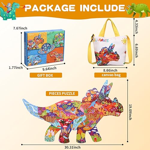 Miniatura 3 de Rompecabezas de suelo adecuado para niños de 3 a 10 años, único rompecabezas de arte grande con forma de animal irregular adecuado para niños y