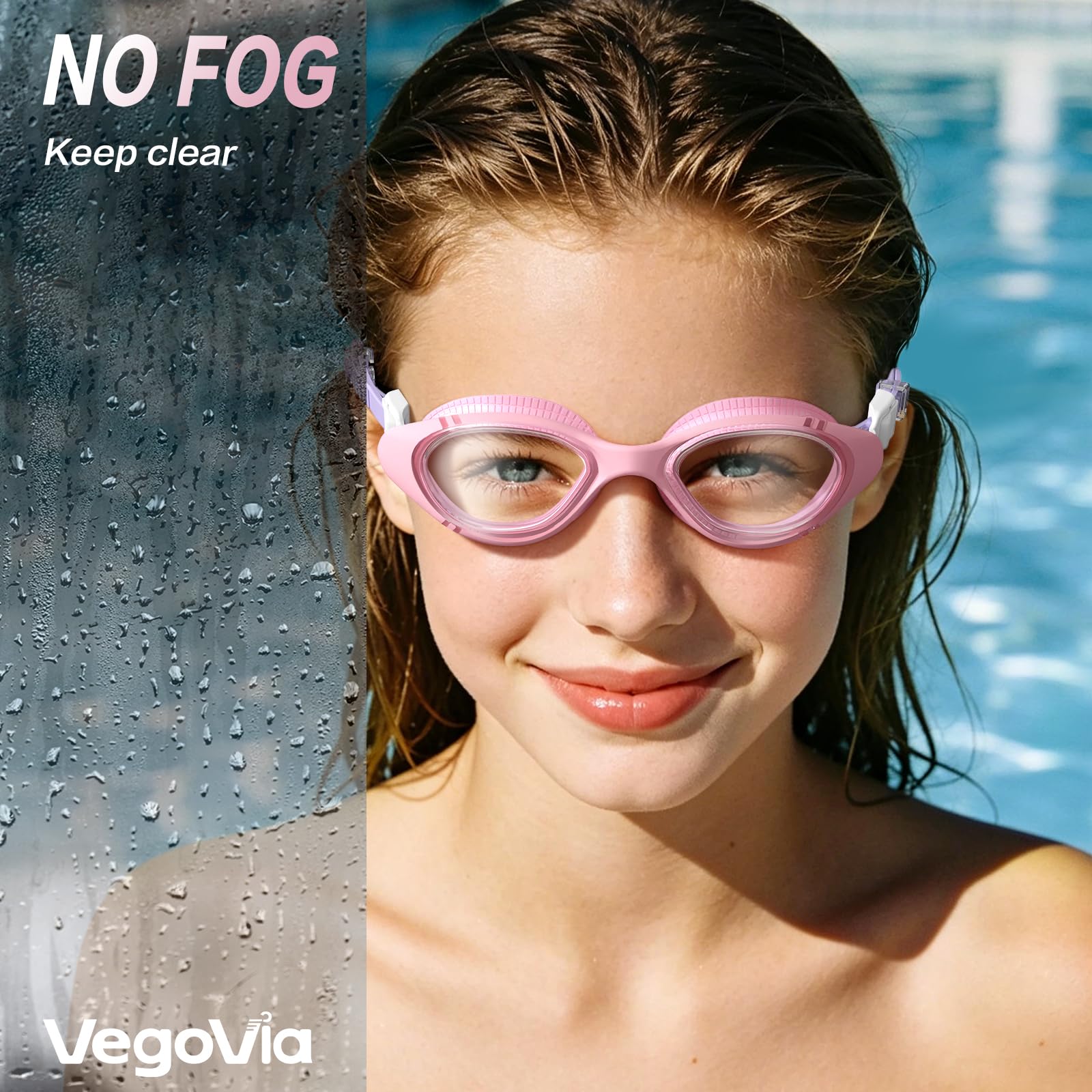 VegoVia Gafas de natación para adultos Gafas de natación para hombre y mujer, gafas antivaho UV con estuche