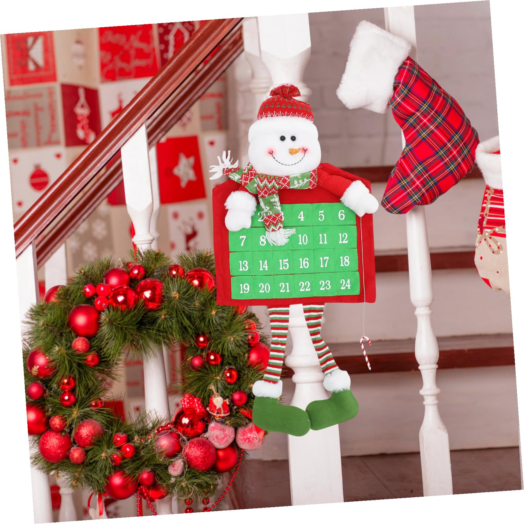 Weihnachts Countdown Kalender zum Aufhängen Adventskalender für Tür oder Wand Diy-weihnachtskalender aus Pp-baumwolle