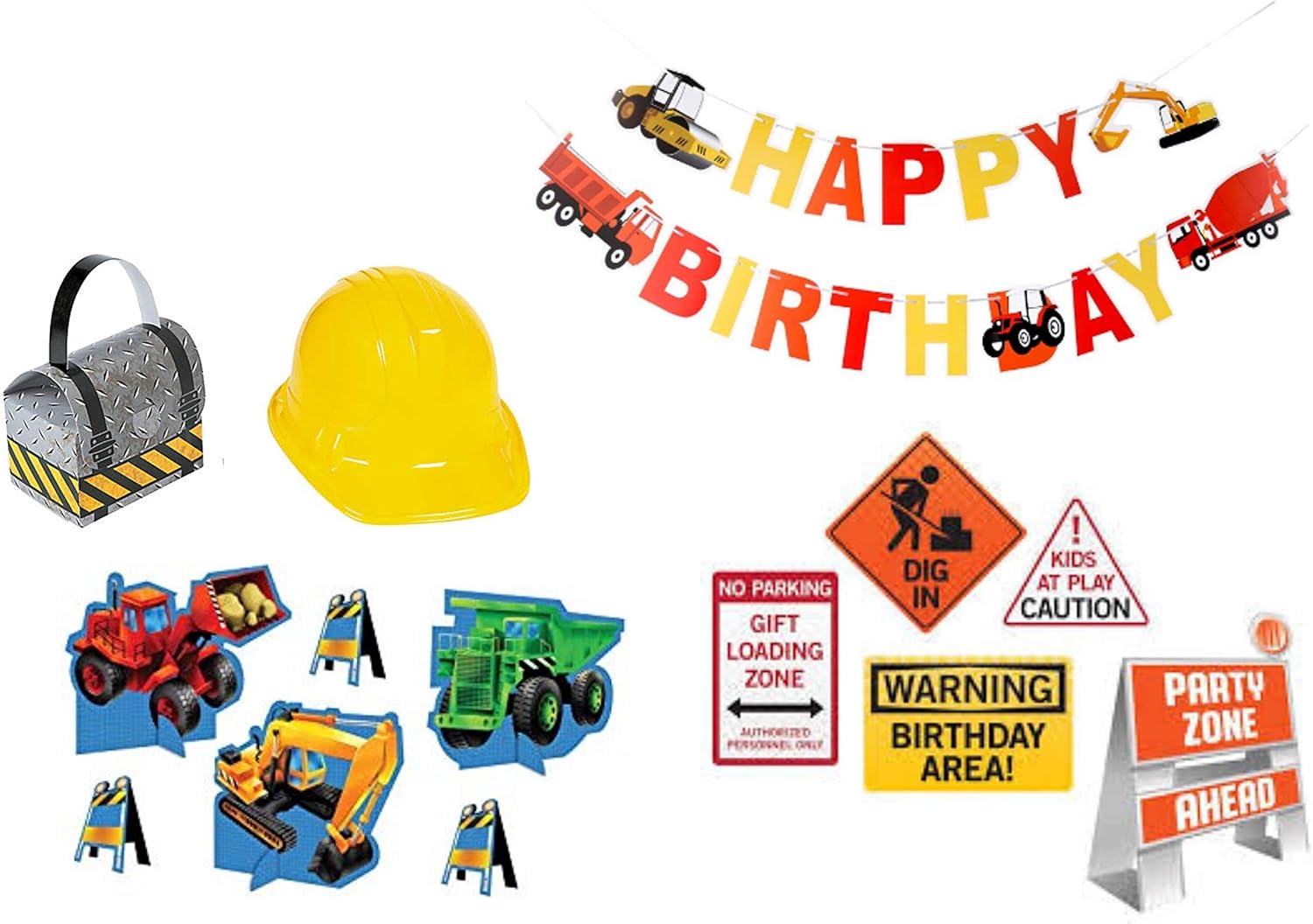Construction Party Supplies Decorations Kit Happy BIrthday