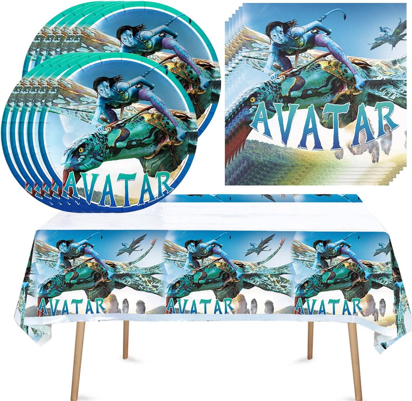 DoMiDoLa 41PACK Avatars Party Supplies include 20 plates, 20 napkins Tablecloth for the Avatars Birthday party Decoration