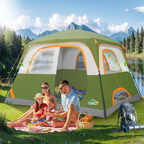 Miniatura 11 de COBIZI Tienda de campaña para acampar 4/6 personas con lluvia y pantalla, fácil instalación, ligera, portátil, impermeable, tienda de campaña al