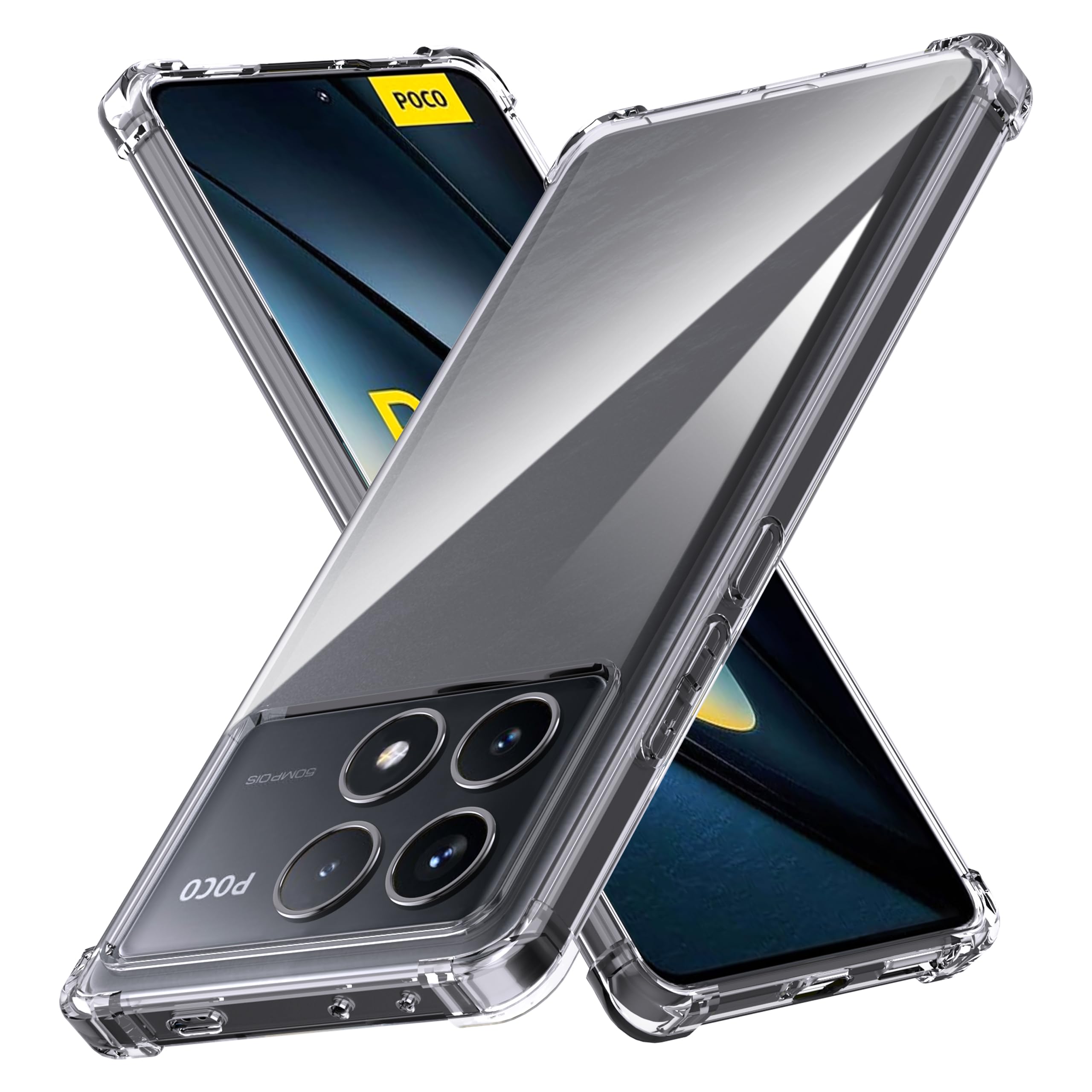 Anoowkoa TPU Case for Xiaomi Poco F6 Pro 5G Phone Case Clear with Built-in Camera Lens Protector Thin Transparent Protective Back Cover Soft Flexible Bumper Hybrid Silicone Case