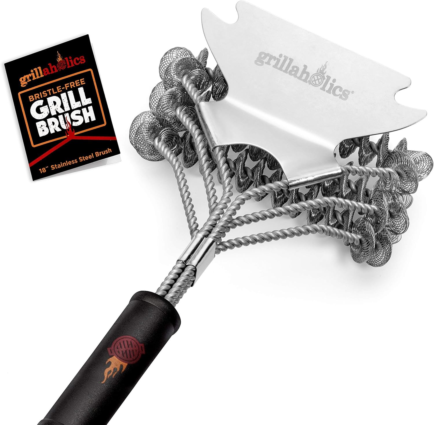 Grillaholics Bristle Free Grill Brush + High Heat Grilling Gloves + Vegetable Grill Basket Bundle