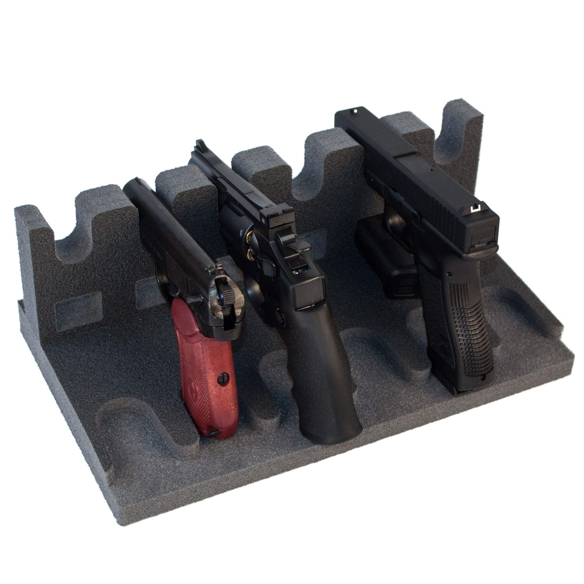 RKRACK Foam Gun Rack for Pistol/Handgun. Safe Storage Accessories (6 Gun Holders)