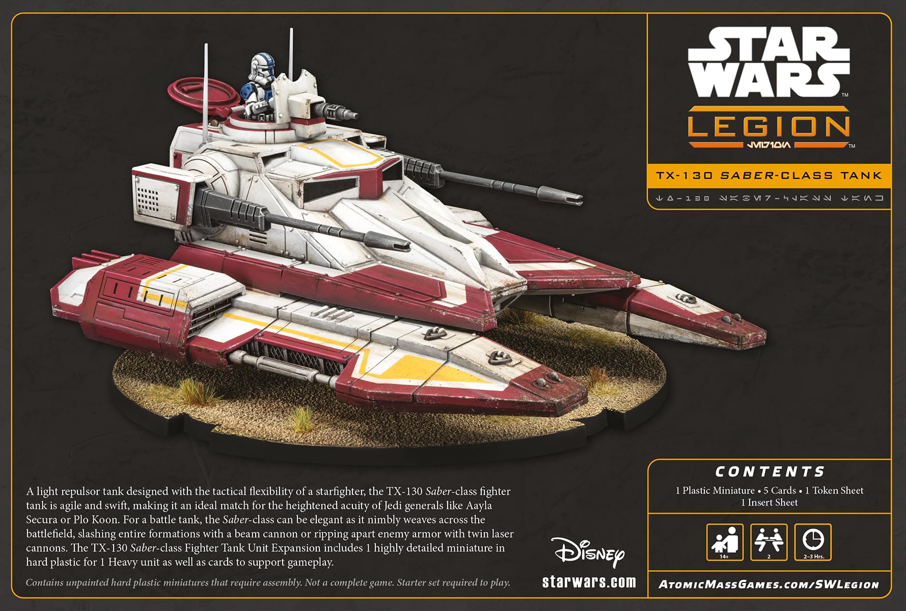 Atomic Mass Games | Star Wars Legion TX-130 Saber Tank | Espansione Di Unità, Veicolo Della Repubblica Configurabile, 10 Carte Miglioria | 2 Giocatori | 90 Min