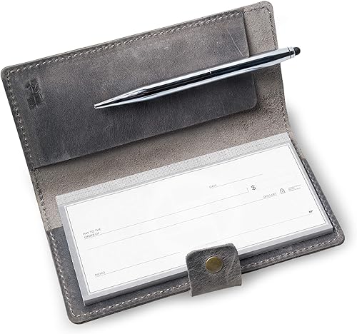 Miniatura 9 de PEGAI Handmade Unique Design Personalized Checkbook Cover, 100% Distressed Leather Wallet & Case (Chestnut)