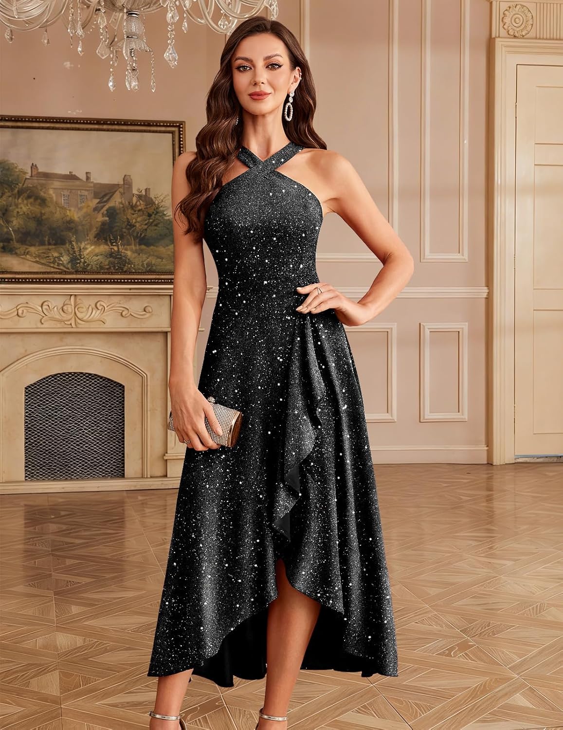 Bbonlinedress Cocktail Women Dresses Sequin Formal Wedding Halter Long Prom Dress Hi-Lo Evening Ruffle Party 2026 Dress - Image 9