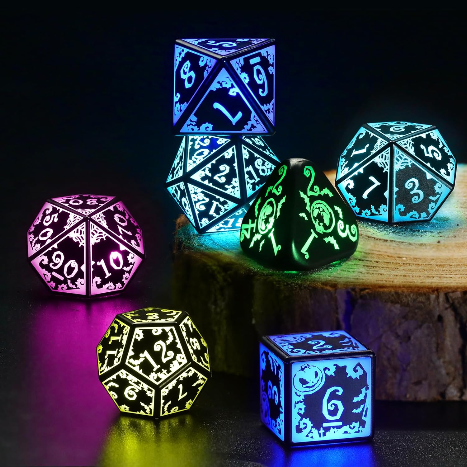 Rechargeable Light up DND Dice Set with Charging Box for Role Playing Table Game Dungeons and Dragons