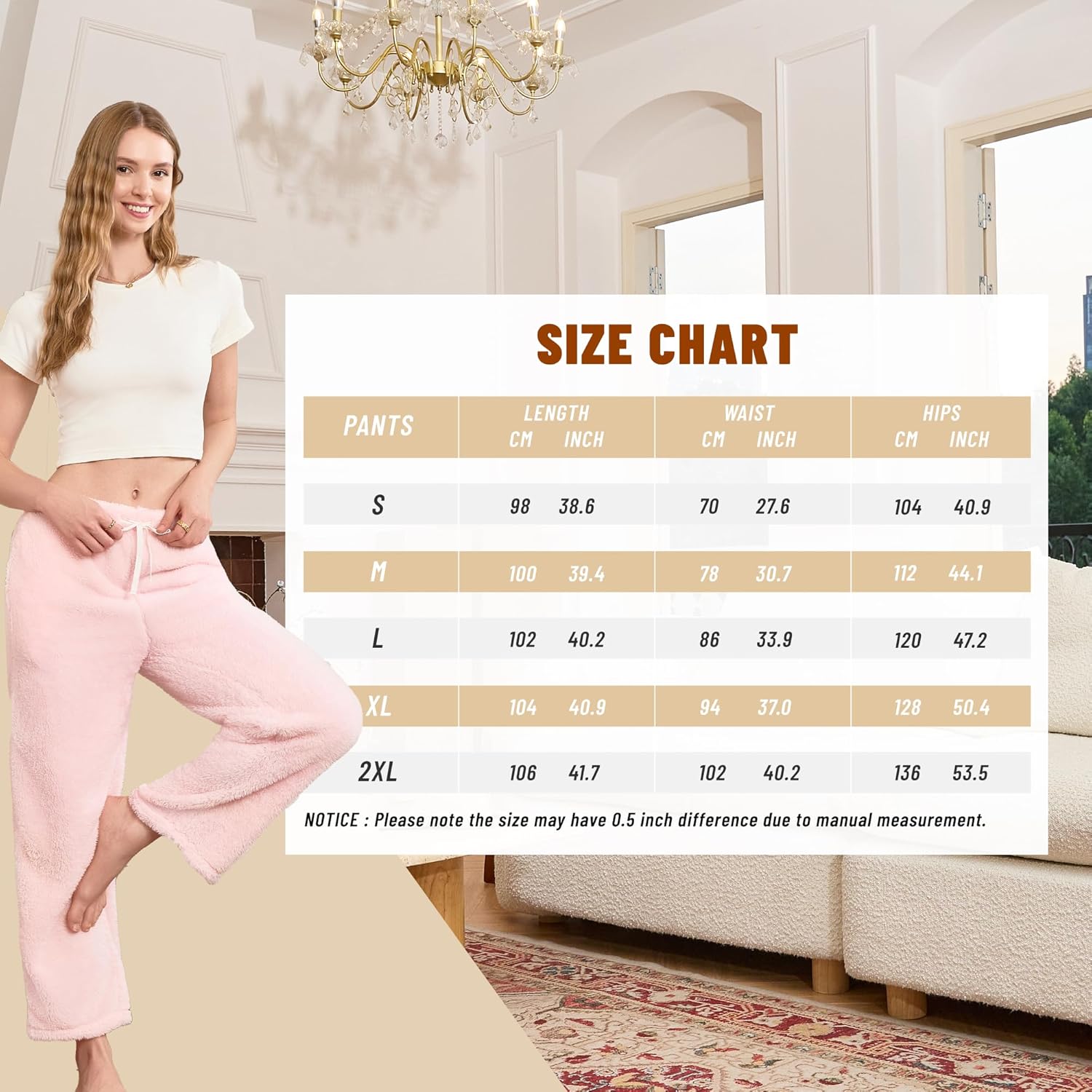 Women's Fleece Soft Pajama Pants Warm Plush Bottoms With Pockets Comfy Fuzzy Lounge Pj - Image 6